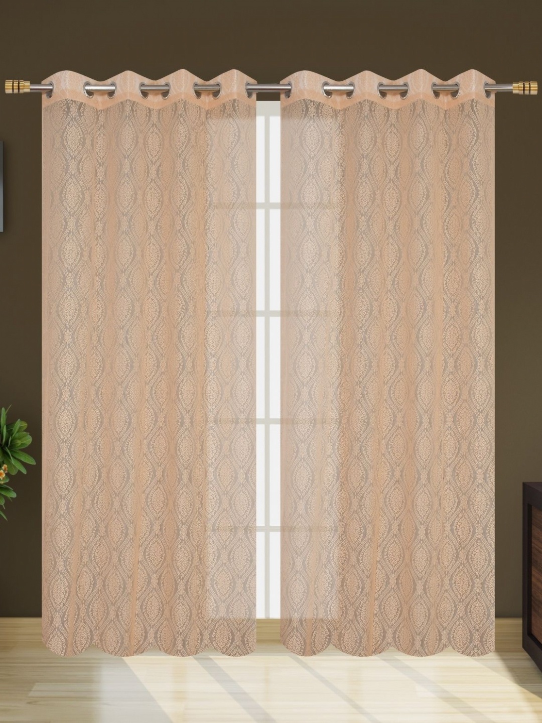 

Galaxy Home Decor Beige Set of 2 Sheer Long Door Curtain