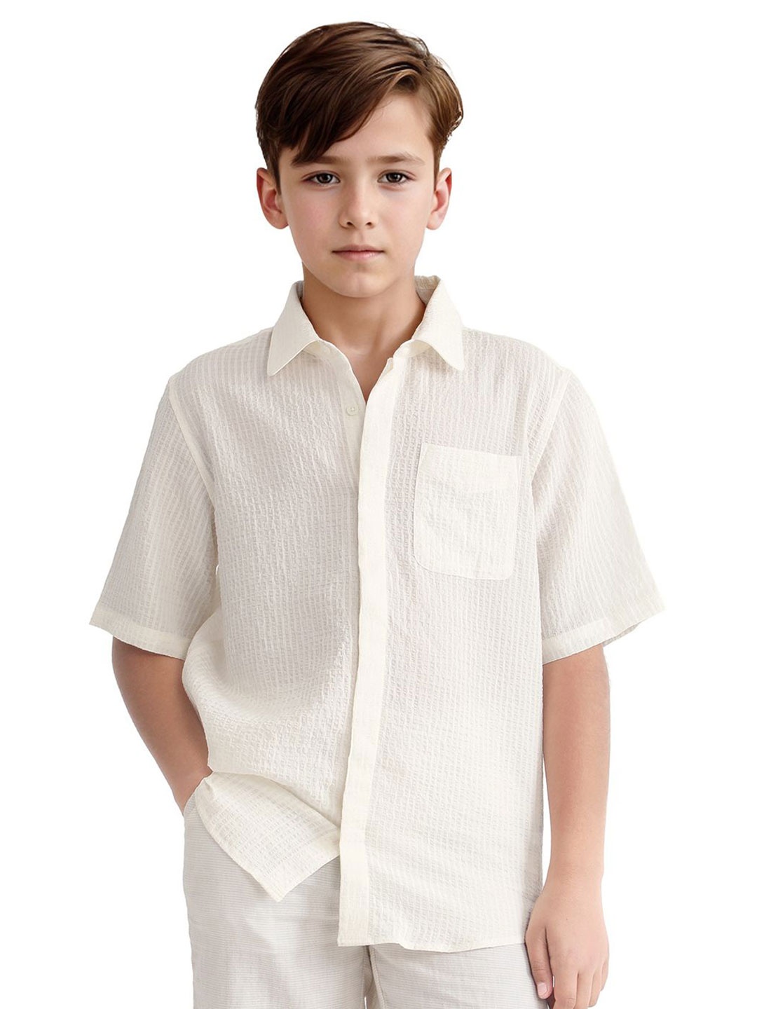 

RARE ONES Boys Opaque Striped Casual Shirt, Off white