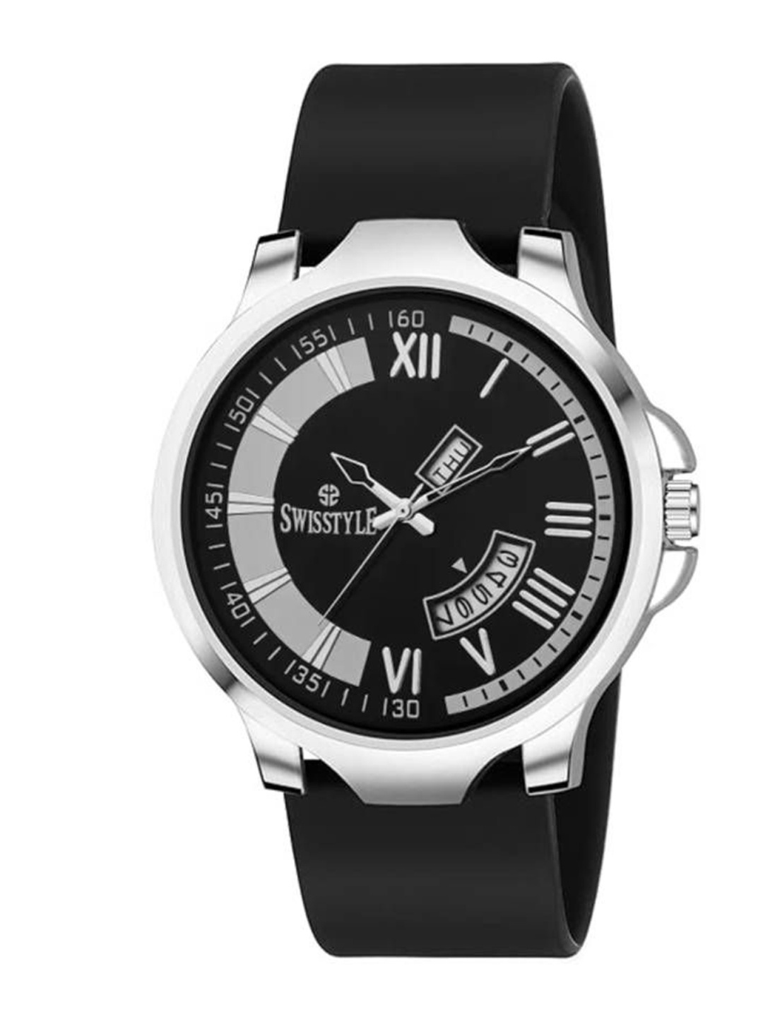 

SWISSTYLE Men Brass Embellished Dial & Stainless Steel Straps Analogue Watch SS-GR1805-BLK-BLK, Black