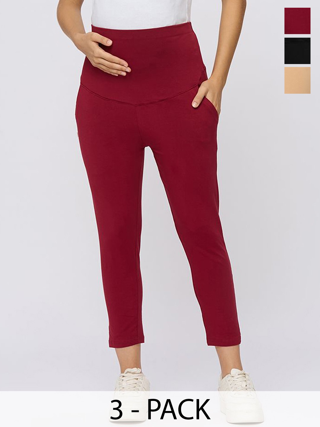

Evamomies Pack Of 3 High-Waist Pre & Post Maternity Leggings, Black