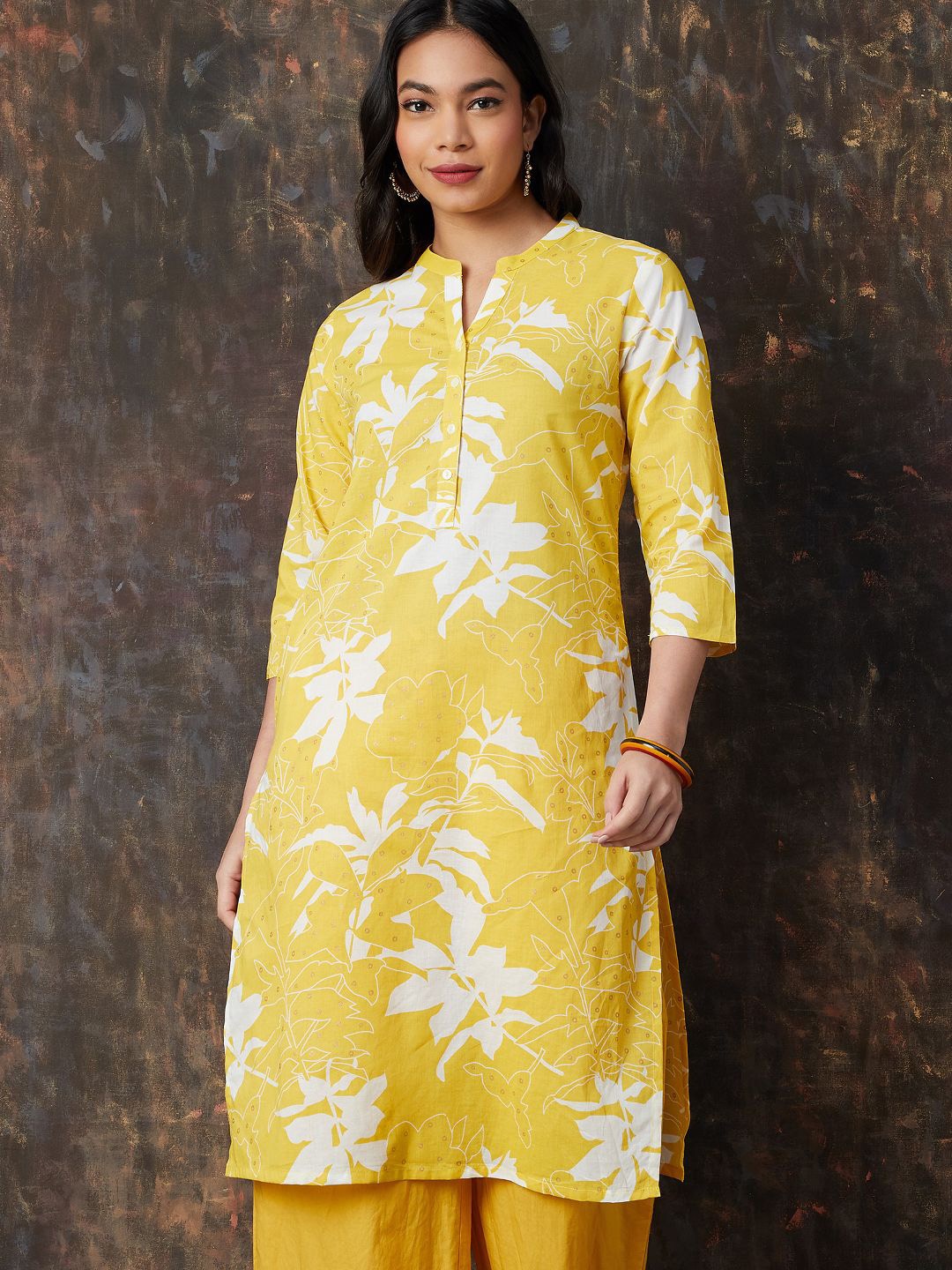 

Melange by Lifestyle Women Printed Kurta, Yellow