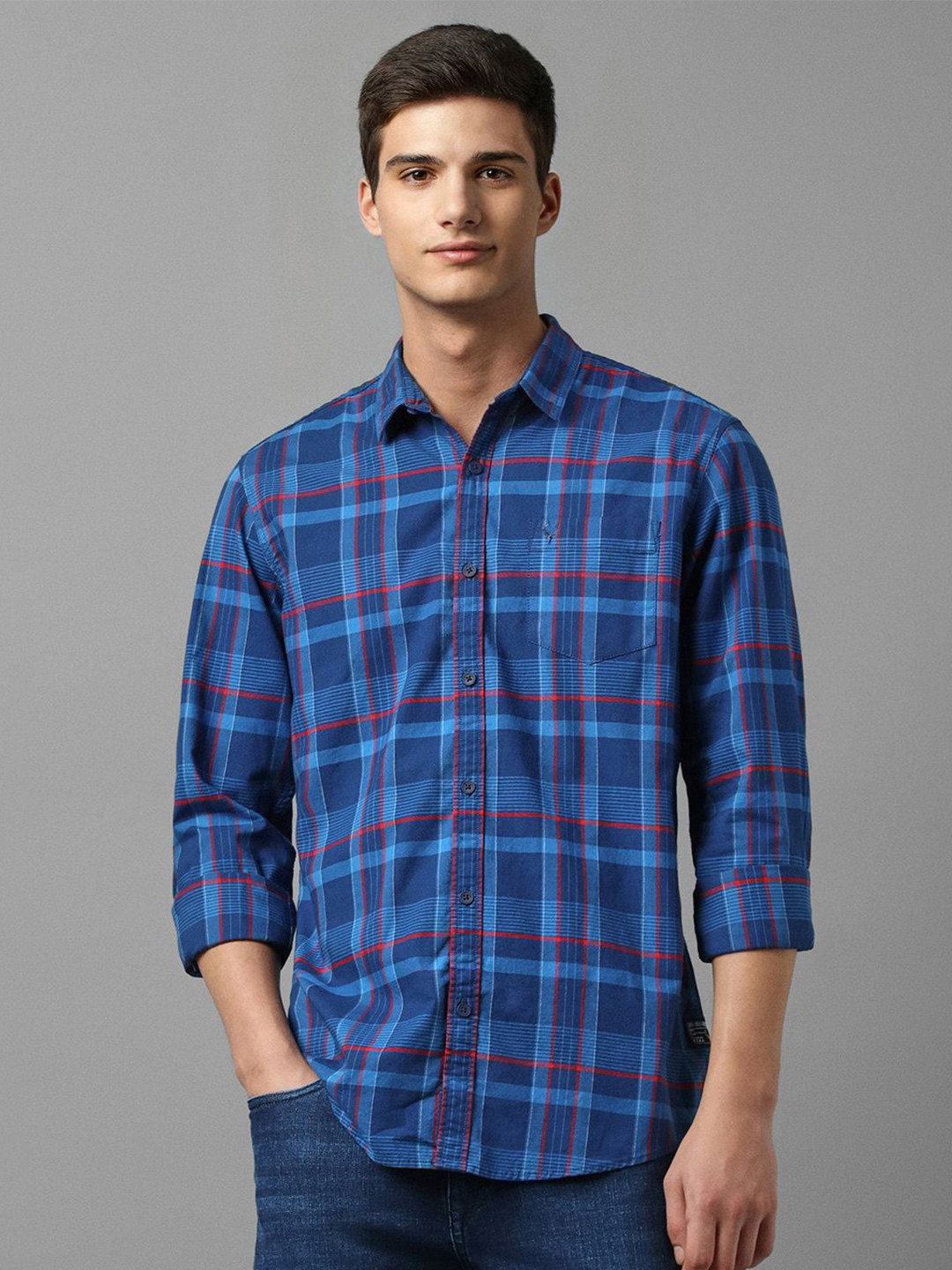 

Allen Solly Men Checked Casual Shirt, Blue