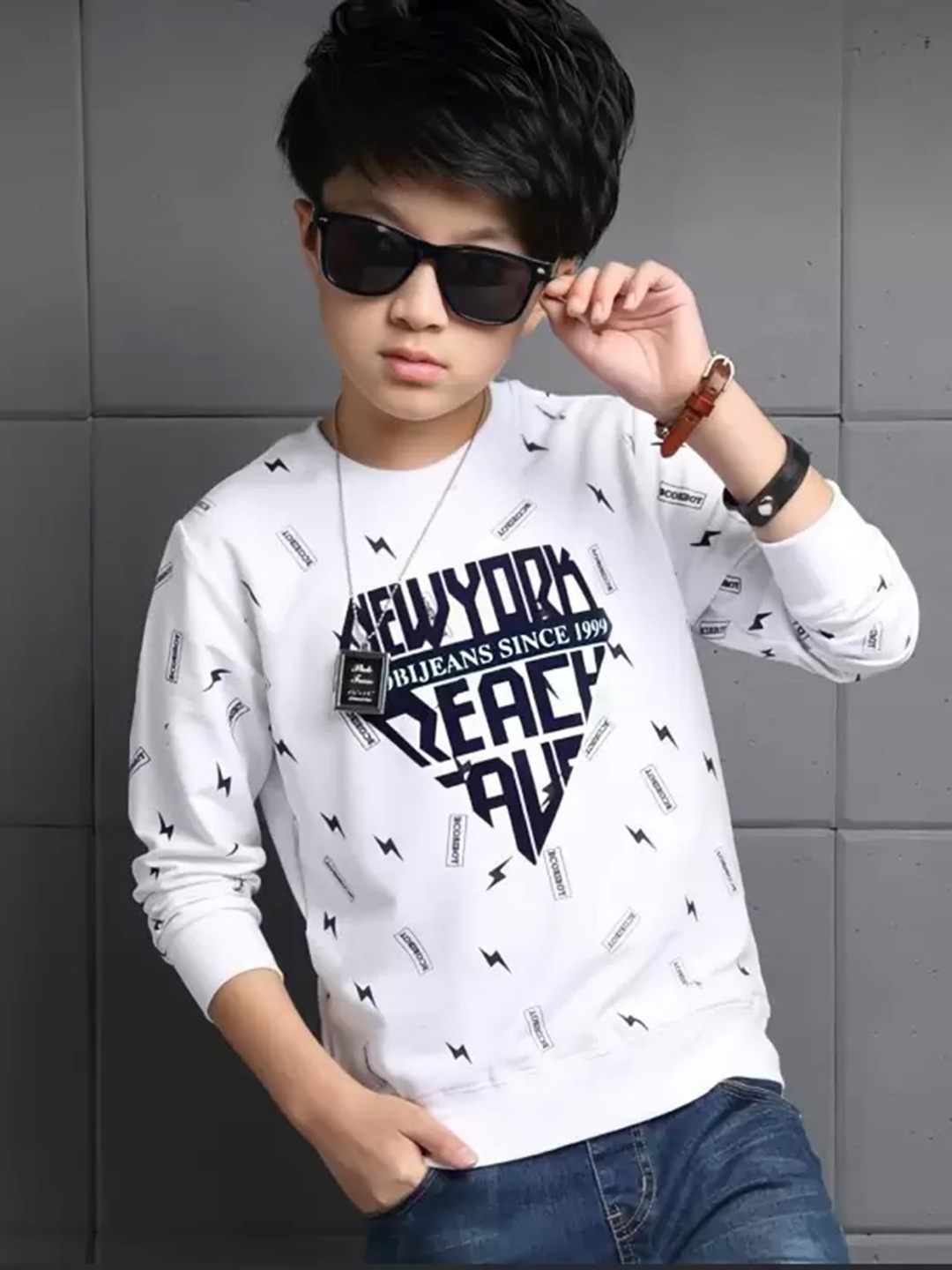 

TICOSS Boys Typography Printed T-shirt, White