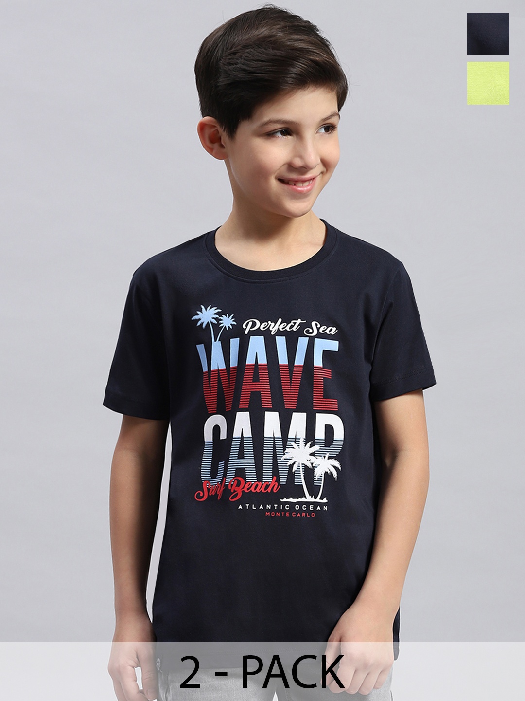 

Monte Carlo Boys Typography Printed Applique T-shirt, Navy blue