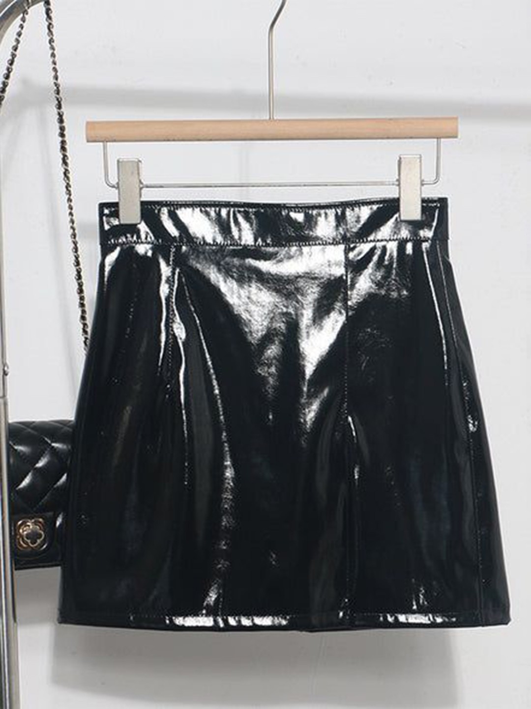

PANKH Leather Shimmer Skort, Black