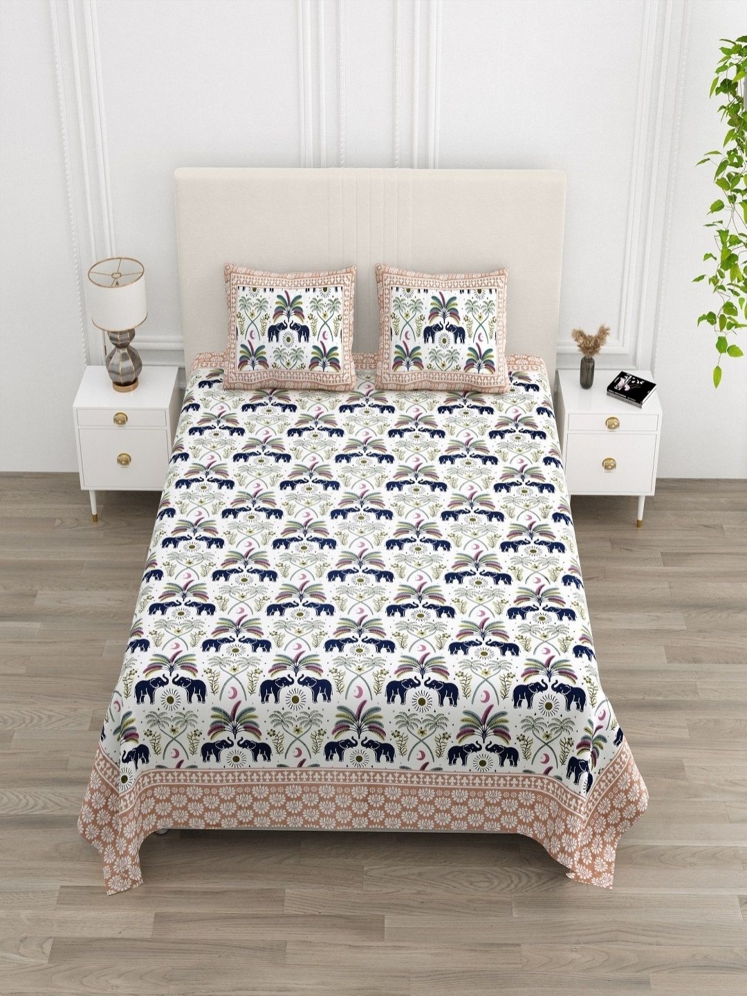 

CHICERY Multicoloured Floral 210 TC King Bedsheet with 2 Pillow Covers, Blue