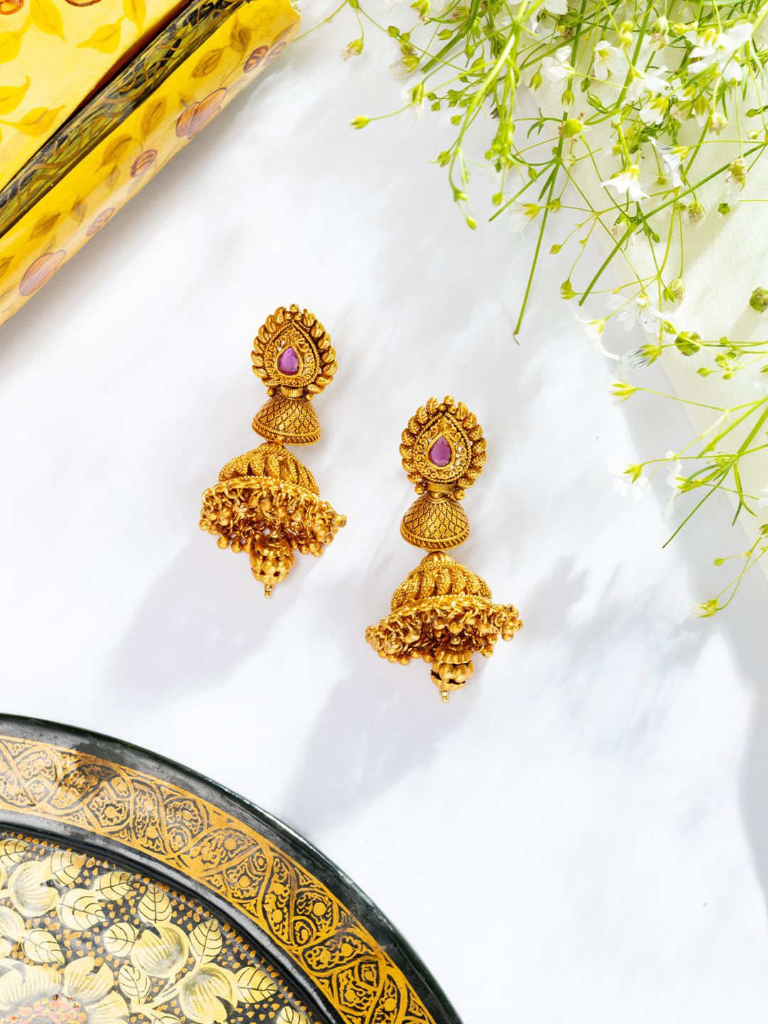

Niscka Contemporary Drop Earrings, Gold