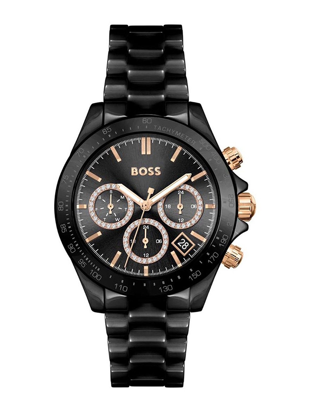 

BOSS Women Dial & Ceramic Bracelet Style Straps Analogue Watch 1502633, Black