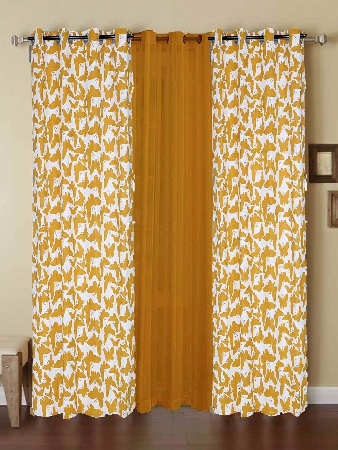 

Dekor World Multicoloured Set of 3 Window Curtain, Multi