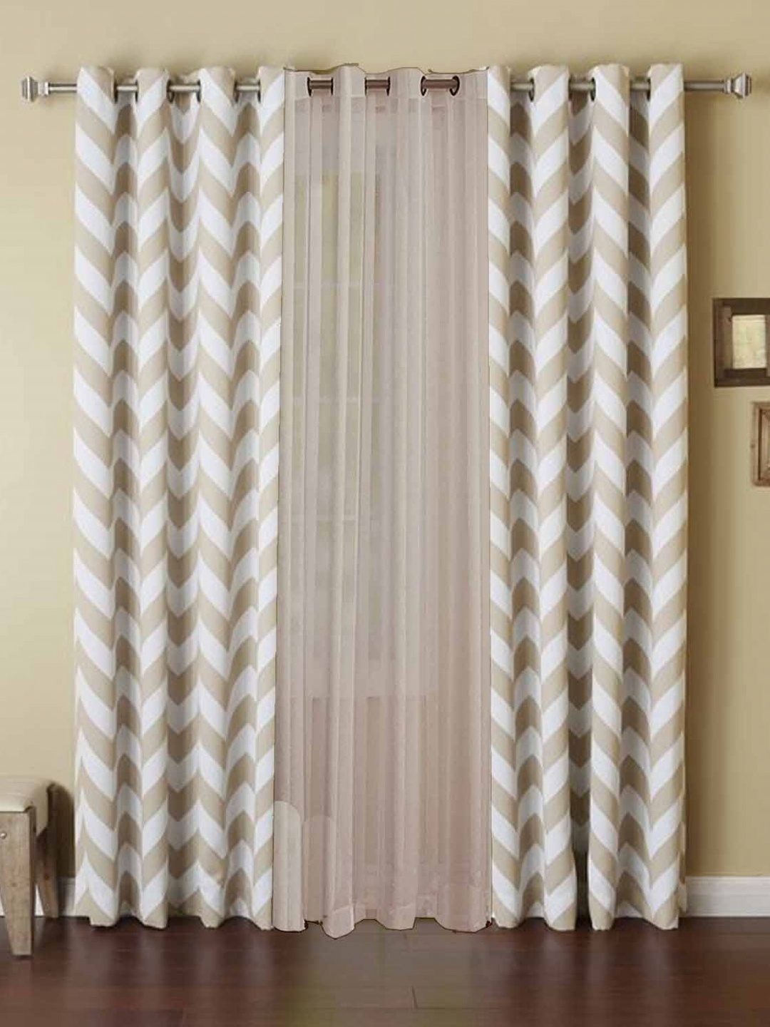 

Dekor World Multicoloured Set of 3 Window Curtain, Multi