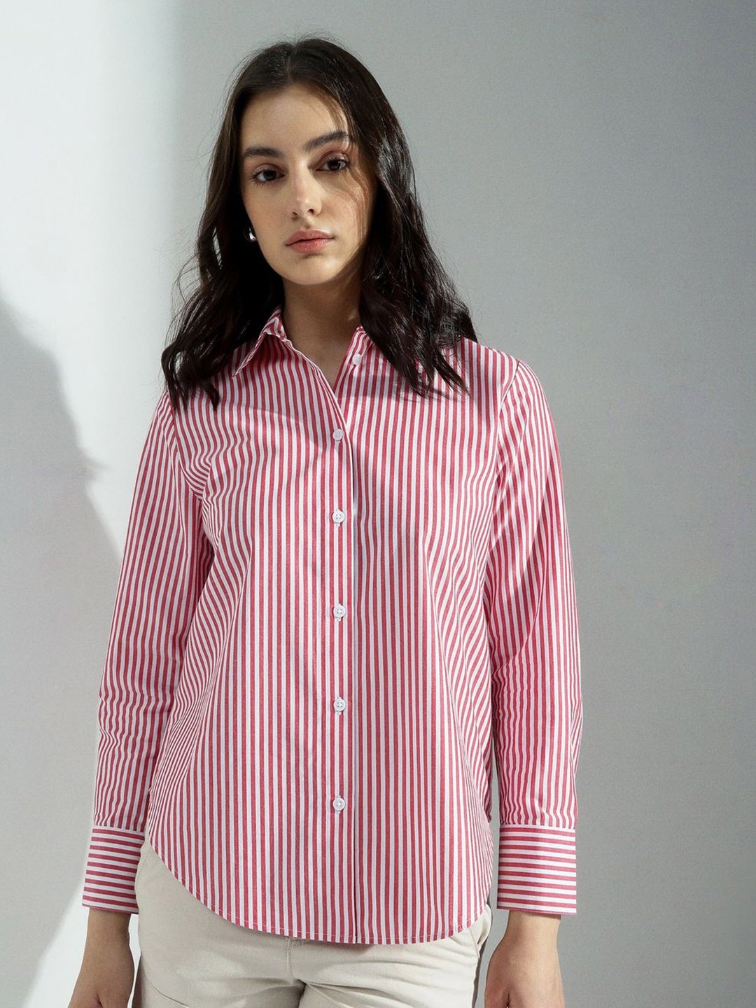 

H&M Full Sleeve Cotton Shirt, Red