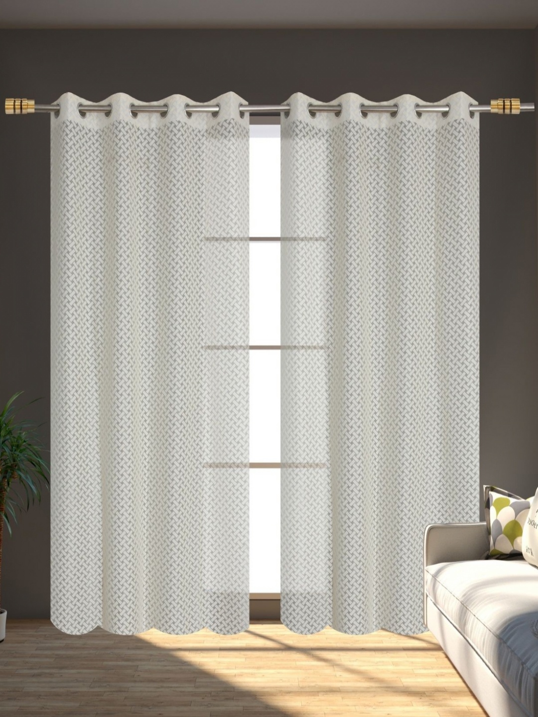 

Galaxy Home Decor Cream-Coloured Set of 2 Sheer Long Door Curtain