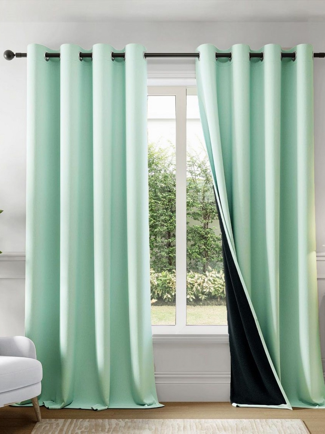 

HOMEMONDE Green Set of 2 Black Out Long Door Curtain