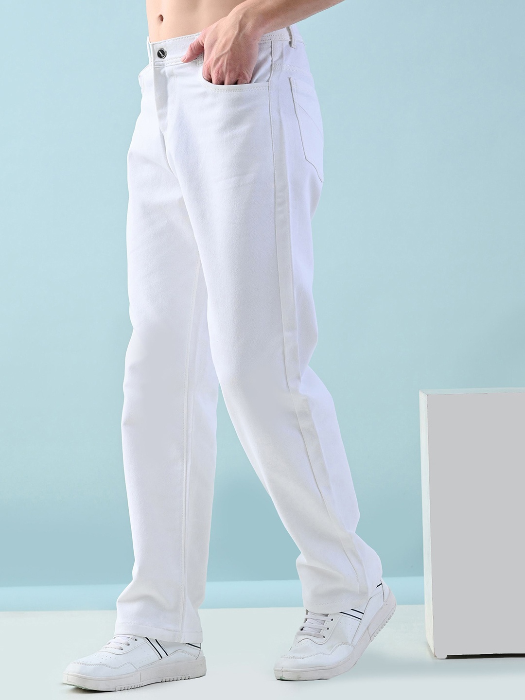 

Moda Rapido Men Classic Low Distress Jeans, White