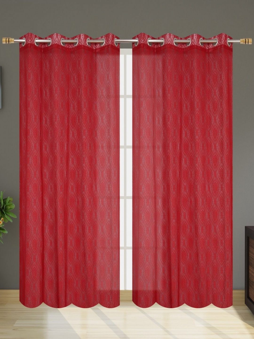 

Galaxy Home Decor Maroon Set of 2 Sheer Long Door Curtain
