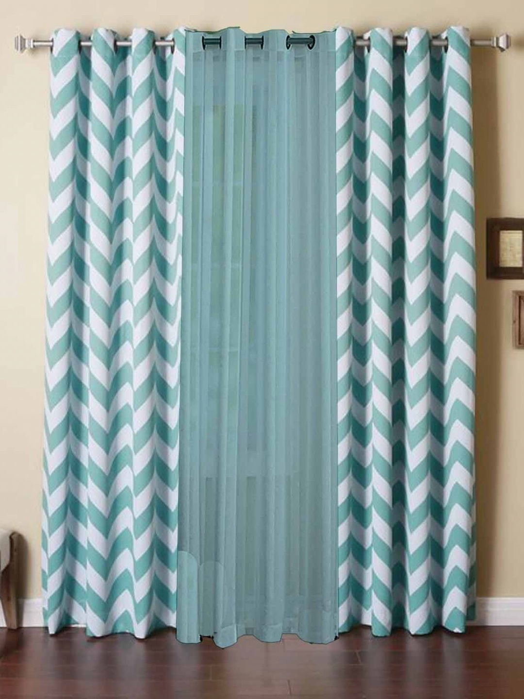 

Dekor World Multicoloured Set of 3 Window Curtain, Multi