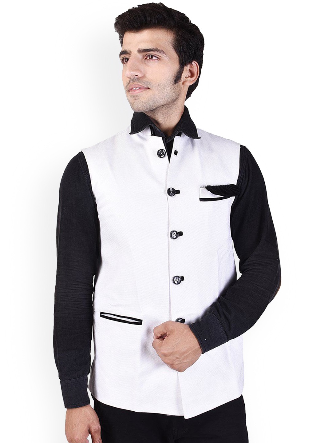 

VEERA PARIDHAAN Jute Nehru Jacket, White