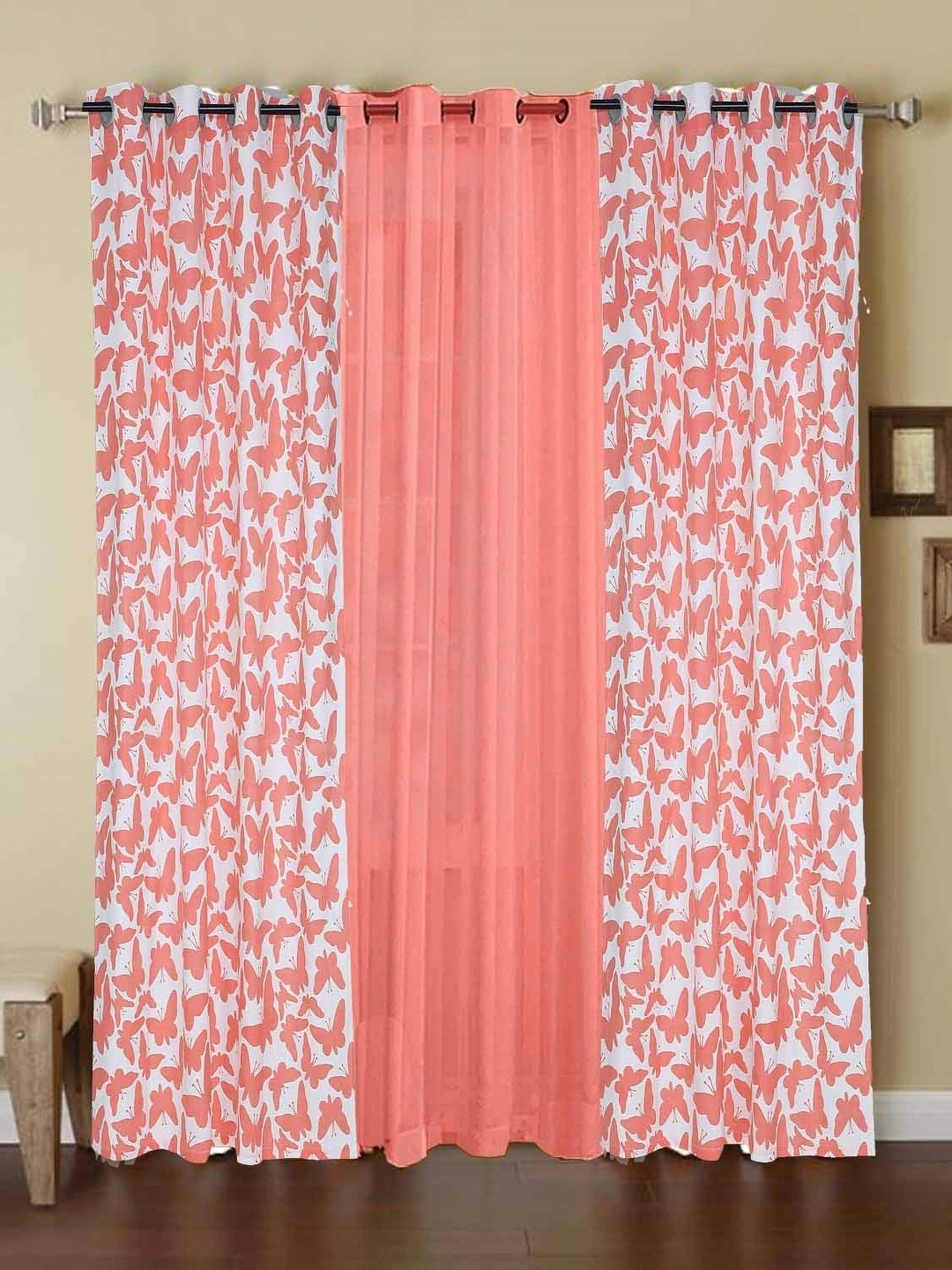 

Dekor World Multicoloured Set of 3 Long Door Curtain, Multi