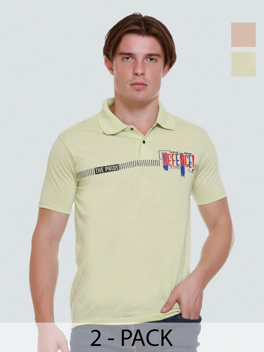 

Yoorix Men 2 Polo Collar T-shirt, Green