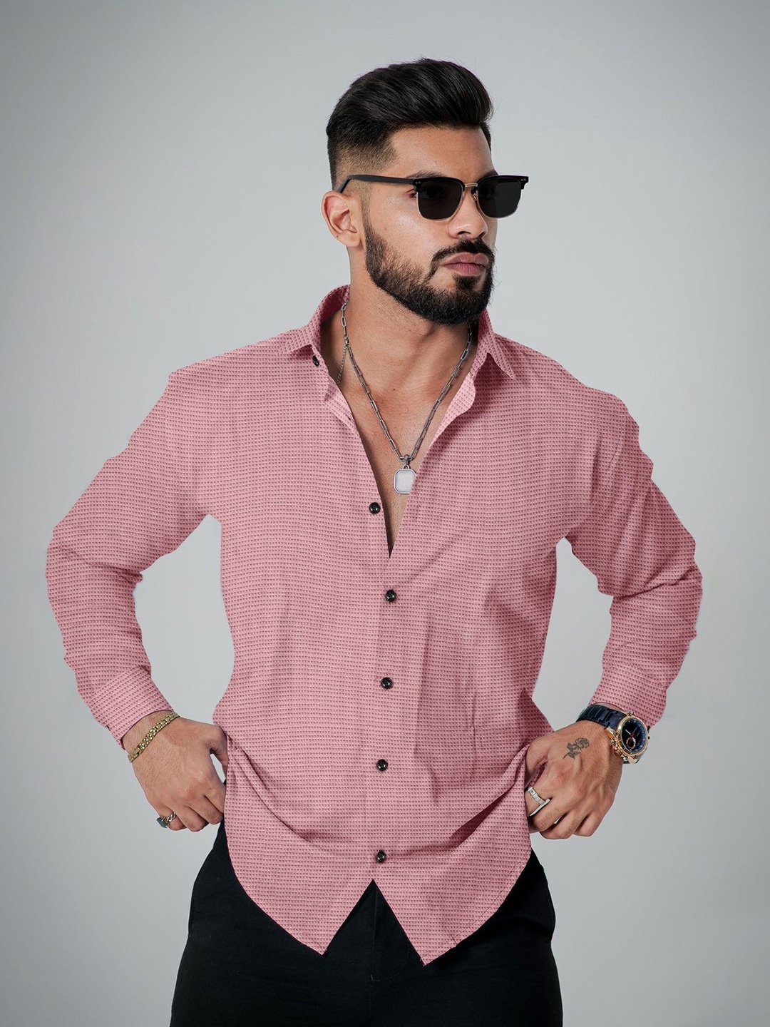 

KHUSHI CREATION Men Original Opaque Casual Shirt, Pink
