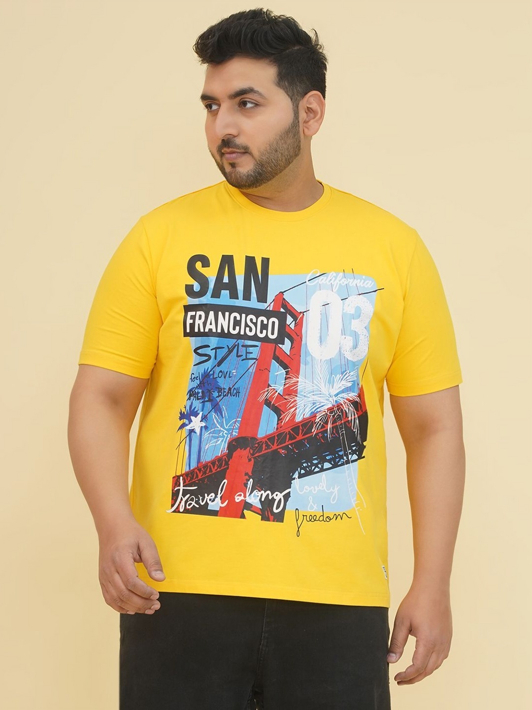 

John Pride Men Printed T-shirt, Yellow