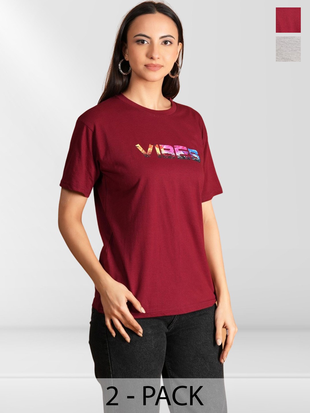

Belfry Women Typography 2 Printed Applique T-shirt, Multi
