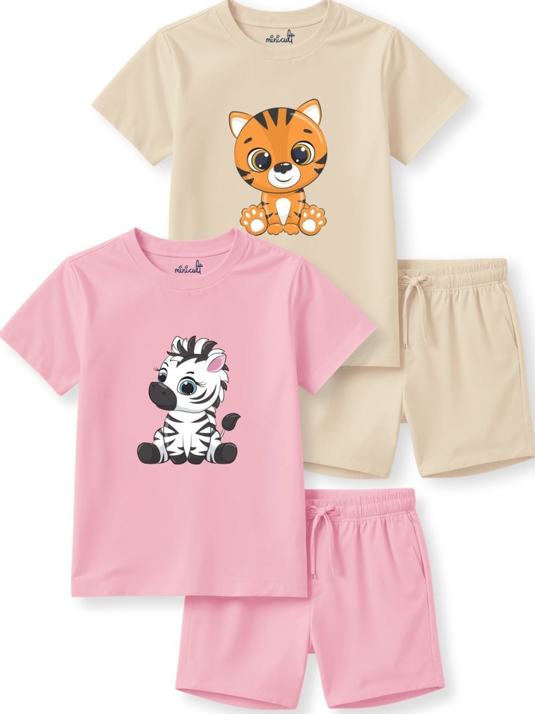 

x2o Unisex Kids Printed T-shirt and Shirt with Shorts, Pink
