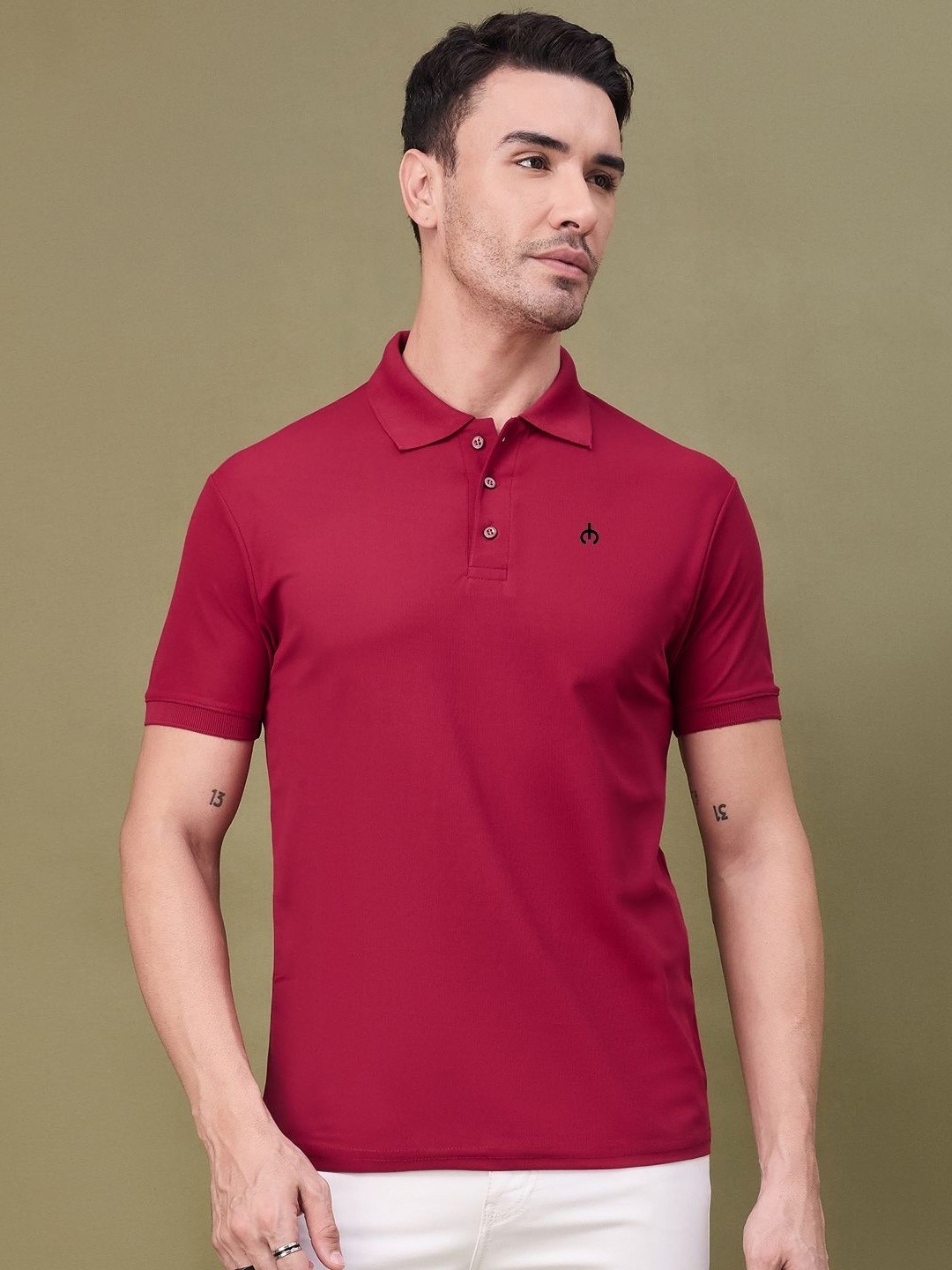 

f Gallery Men Polo Collar T-shirt, Maroon