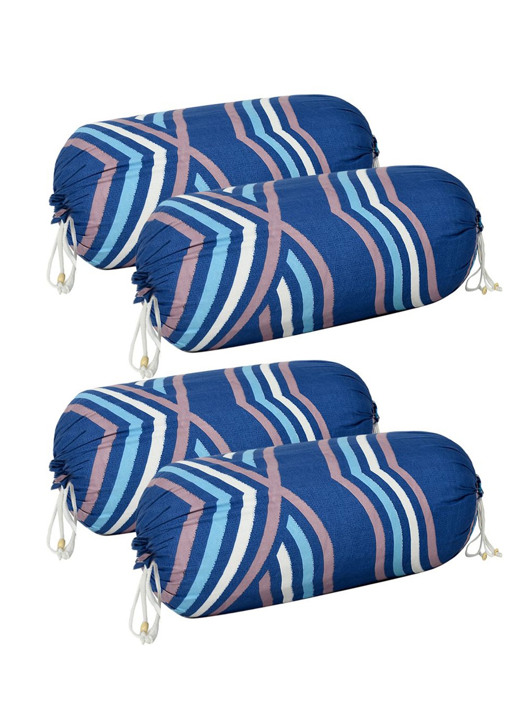 

Kuber Industries 4-Pcs Blue & White Zig-Zag Printed Cotton Soft & Luxurious Bolster Covers