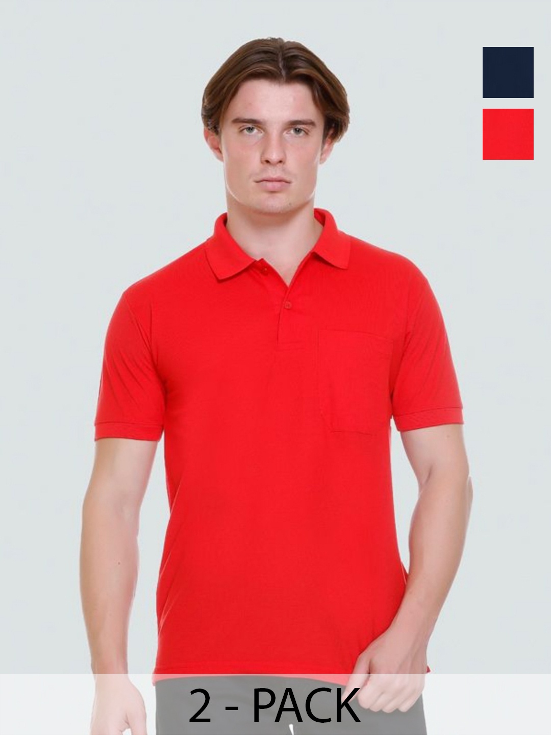 

Yoorix Men 2 Polo Collar T-shirt, Red