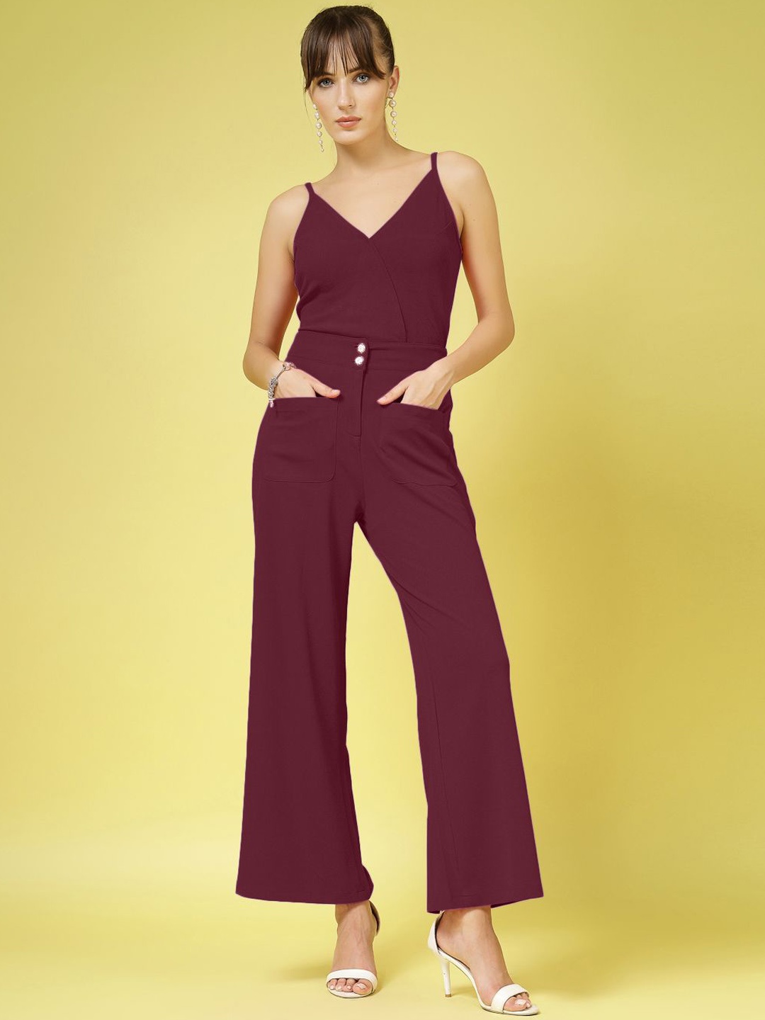 

DressBerry V Neck Top With Trousers Co-Ords Set, Brown