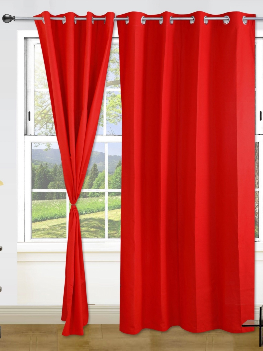 

Dekor World Red Set of 2 Window Curtain