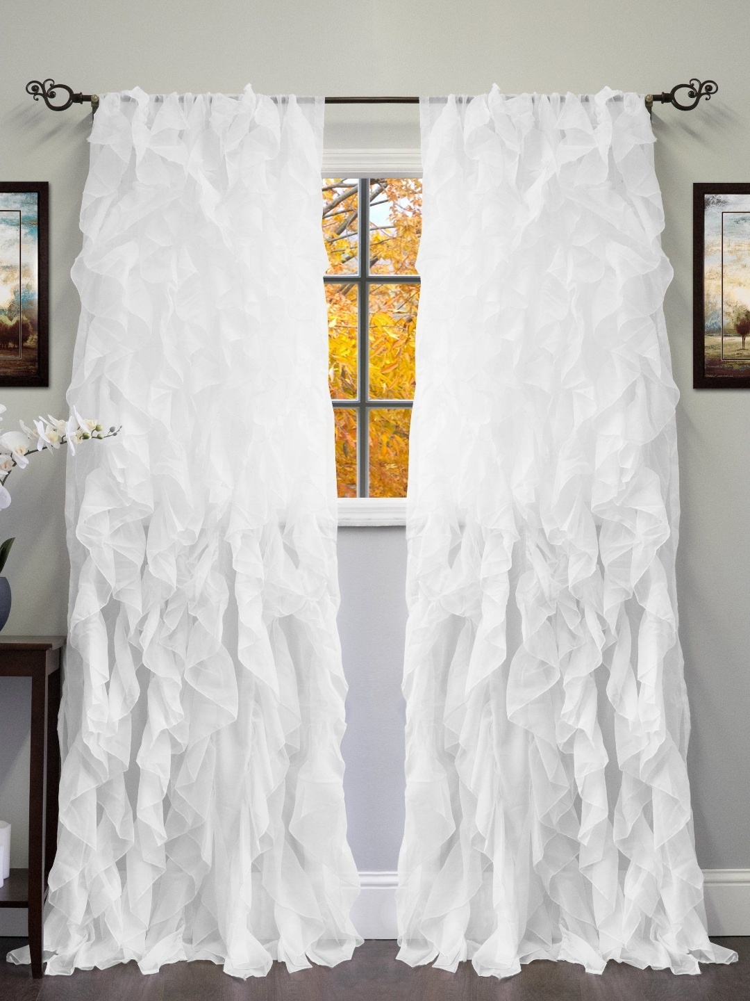 

Dekor World Multicoloured Set of 2 Sheer Window Curtain, Multi