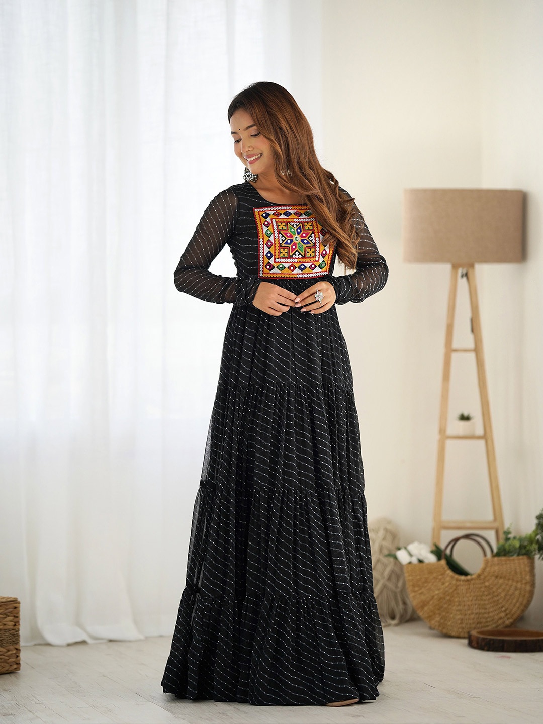 

CULTISE QUEEN Print Georgette Maxi Dress, Black