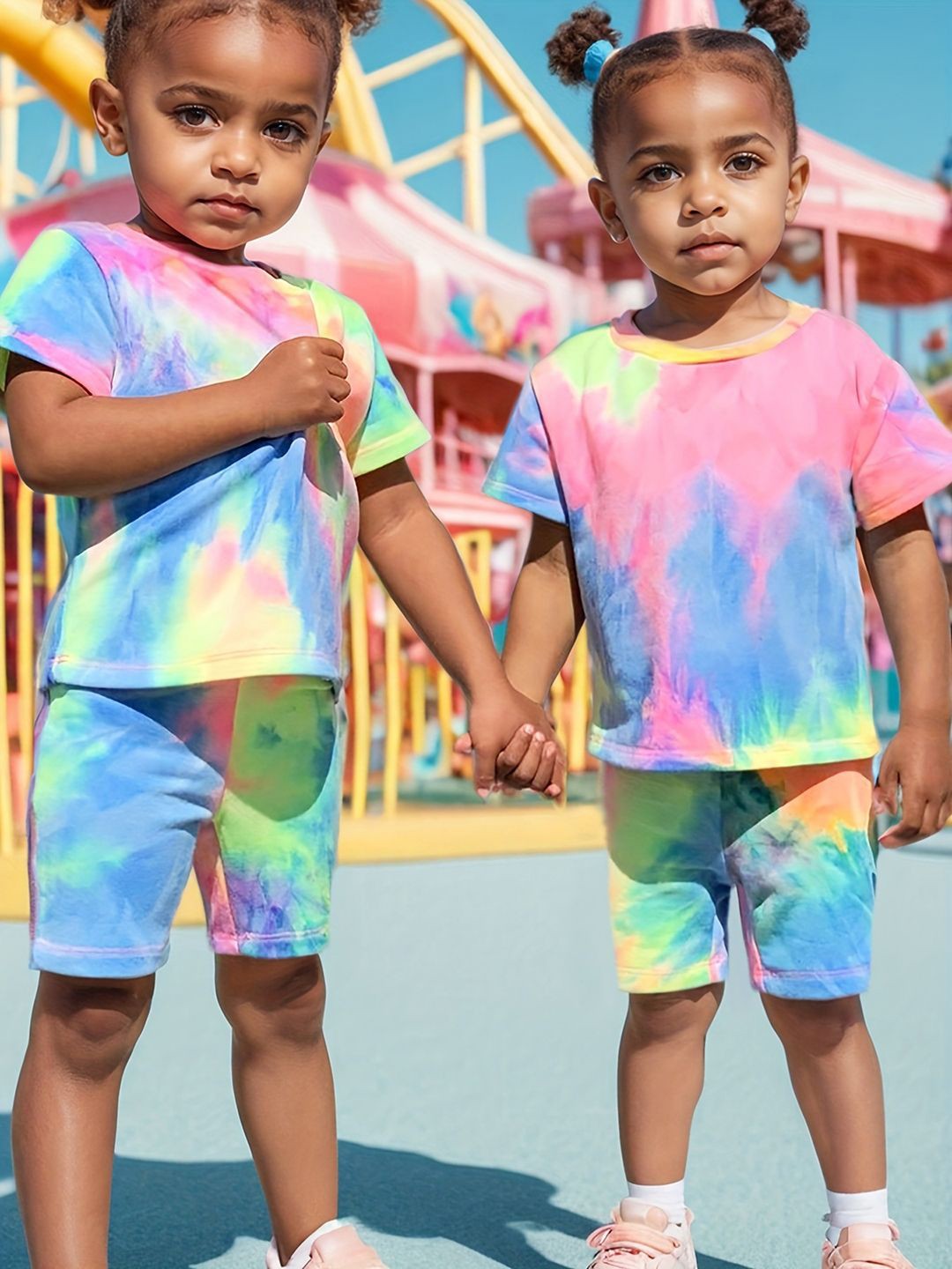 

YK Girls Printed Top With Shorts, Blue