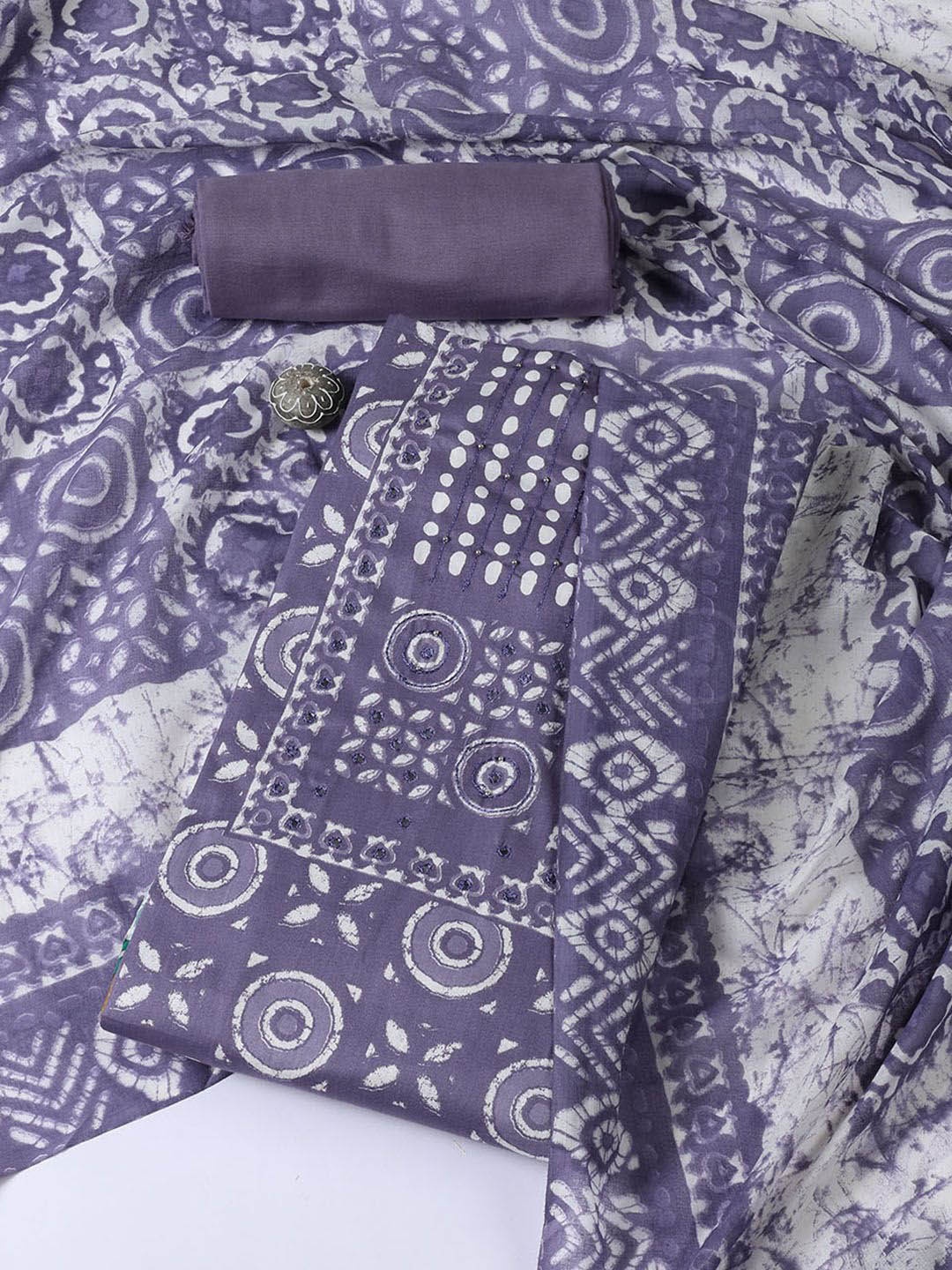

Meena Bazaar Printed Unstitched Dress Material, Blue