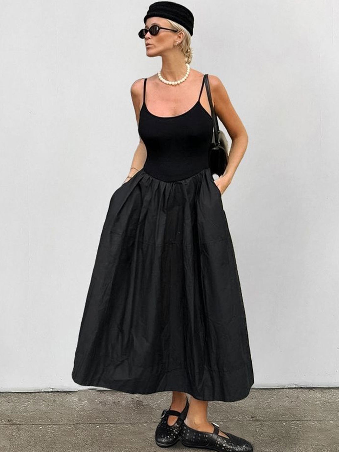

LULU & SKY Fit & Flare Maxi Dress, Black