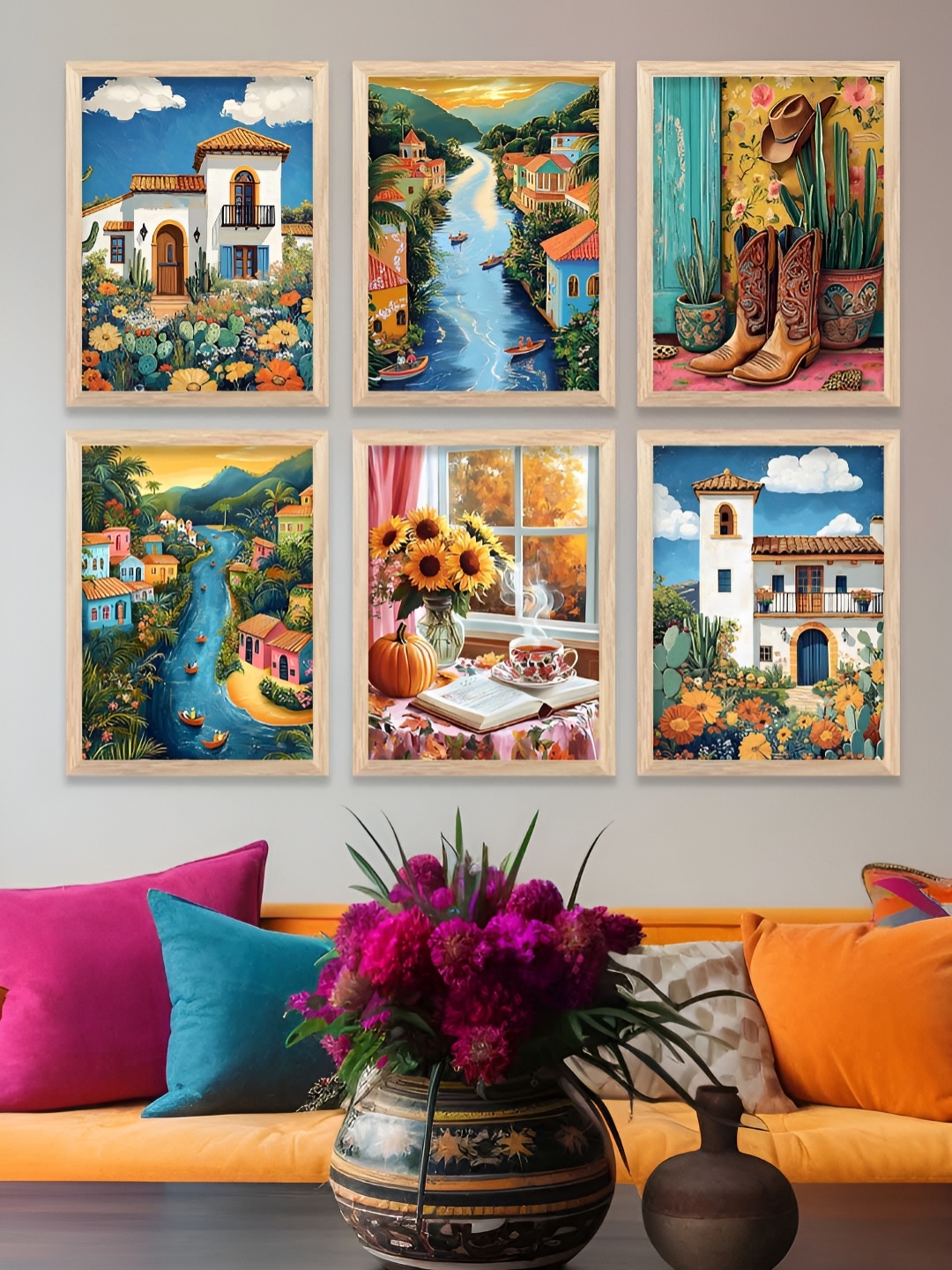 

Kotart Brown & Blue 6 and more Piece Wood Other Wall Paintings