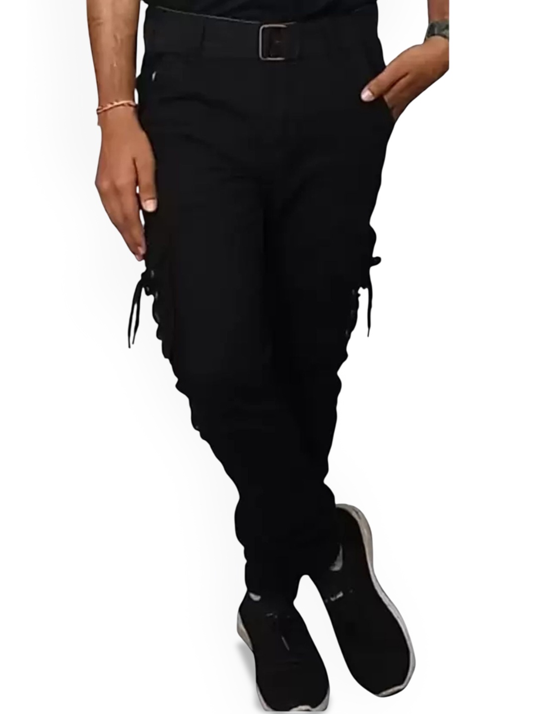 

COMFITS Men Classic Straight Fit Cargos Trousers, Black