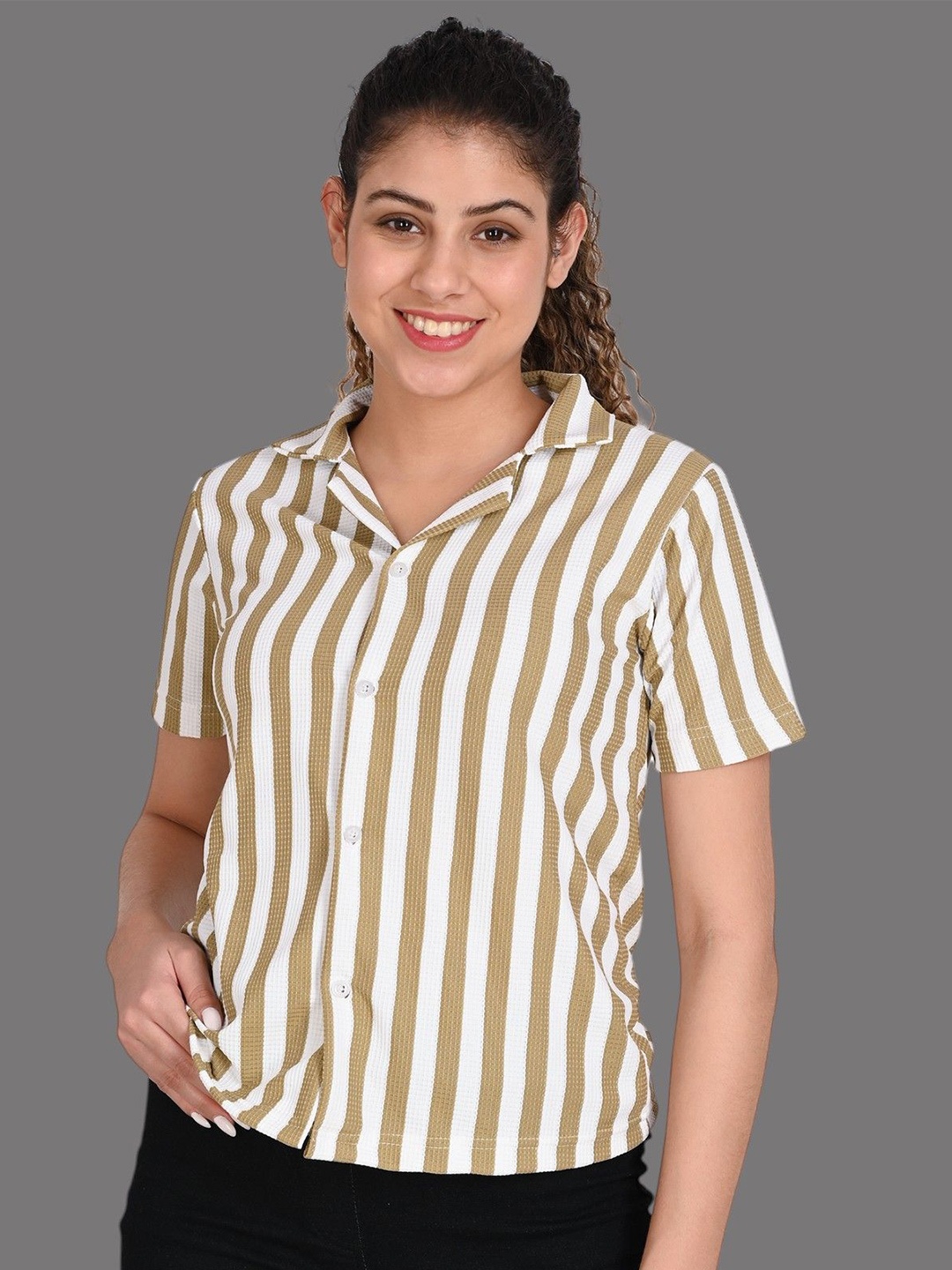 

TRAQUILA Striped Top, Brown