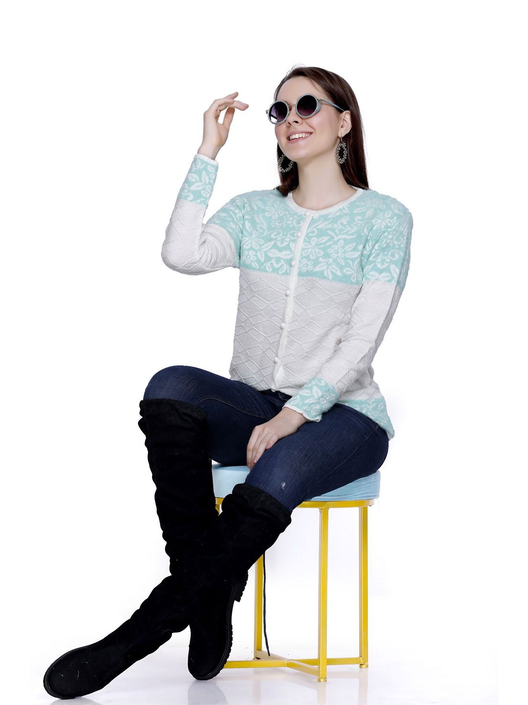 

Chatanya Women Floral Cardigan, Blue