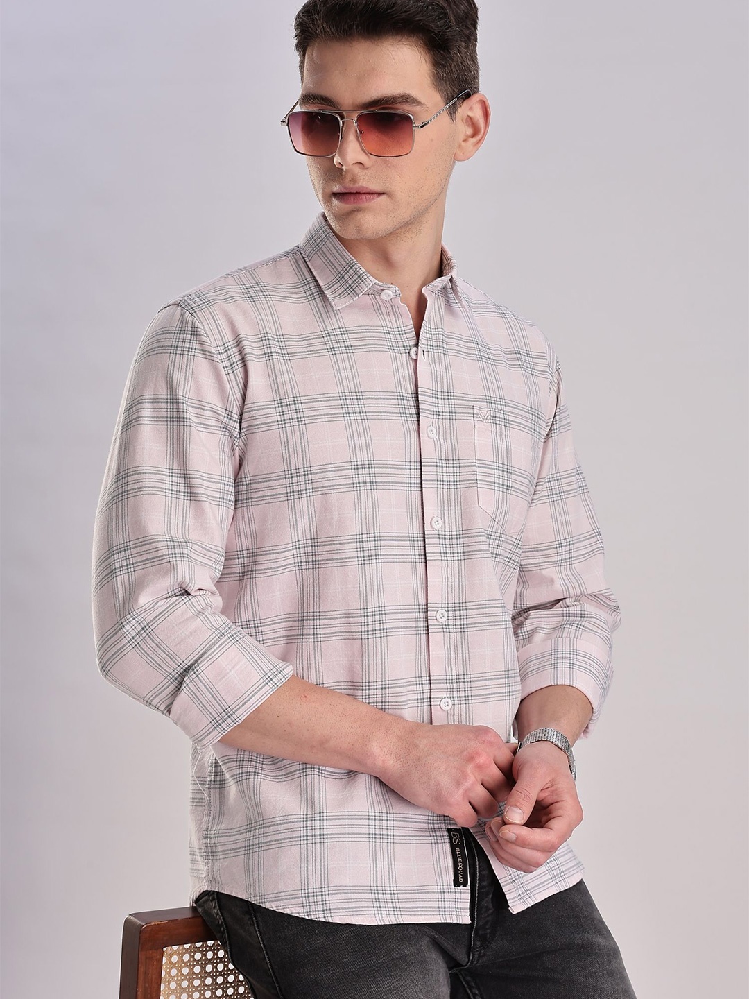 

BS BLUE SQUAD Men Slim Fit Opaque Checked Casual Shirt, Multi