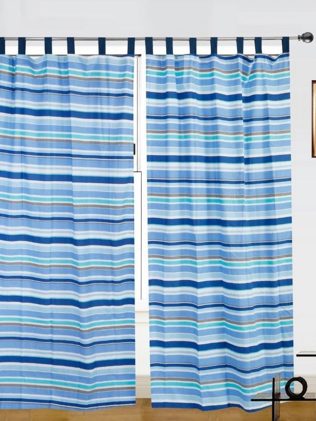 

Dekor World Multicoloured Set of 2 Striped Door Curtain, Multi