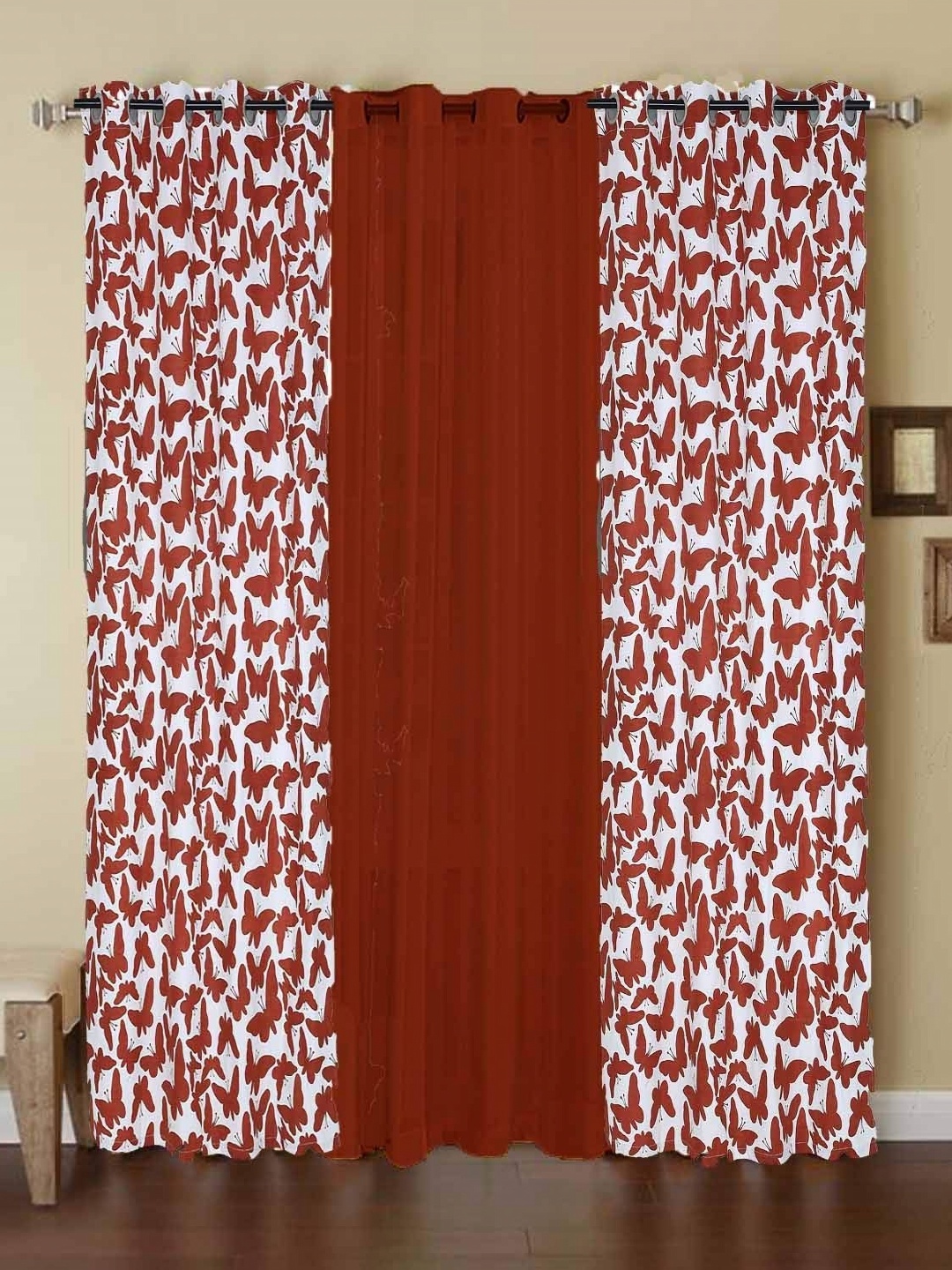 

Dekor World Multicoloured Set of 3 Window Curtain, Multi