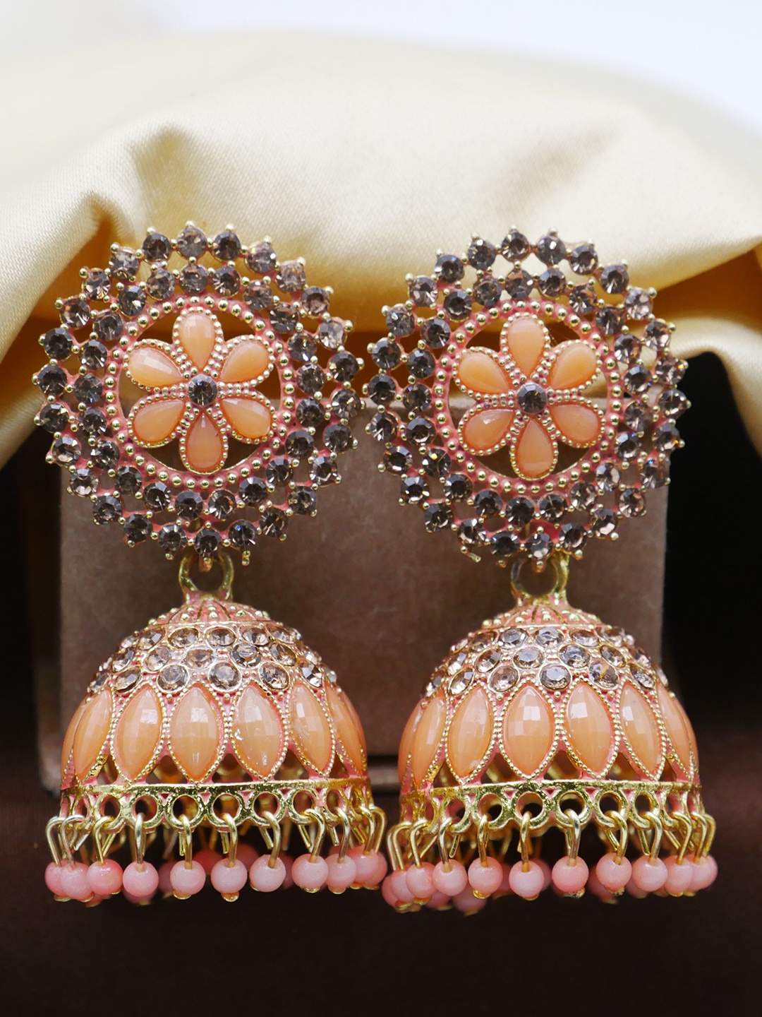 

Anouk Contemporary Jhumkas Earrings, Peach