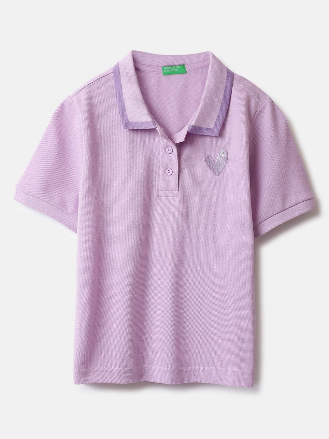 

United Colors of Benetton Girls Polo Collar Pockets T-shirt, Purple