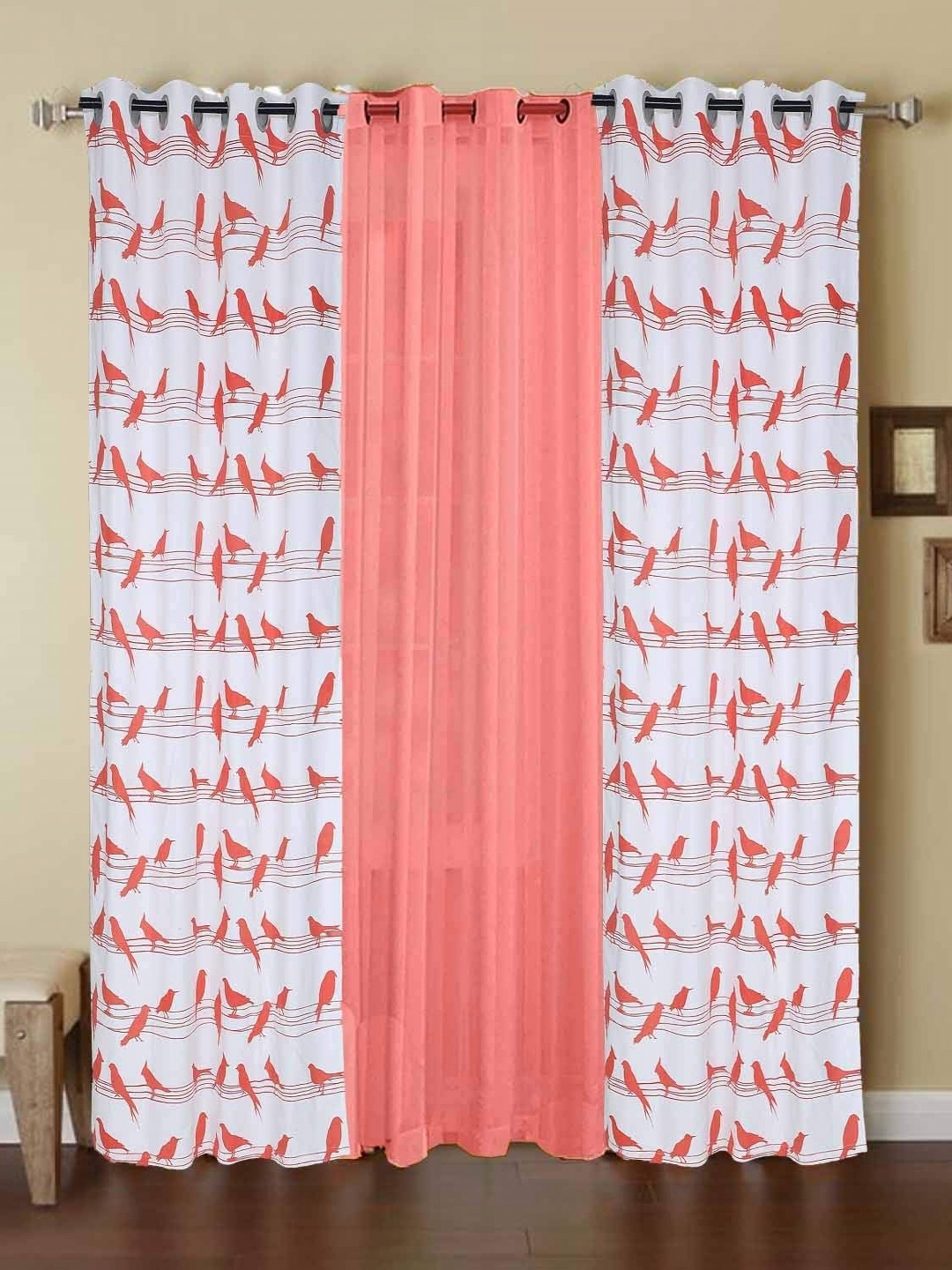 

Dekor World Multicoloured Set of 3 Long Door Curtain, Multi