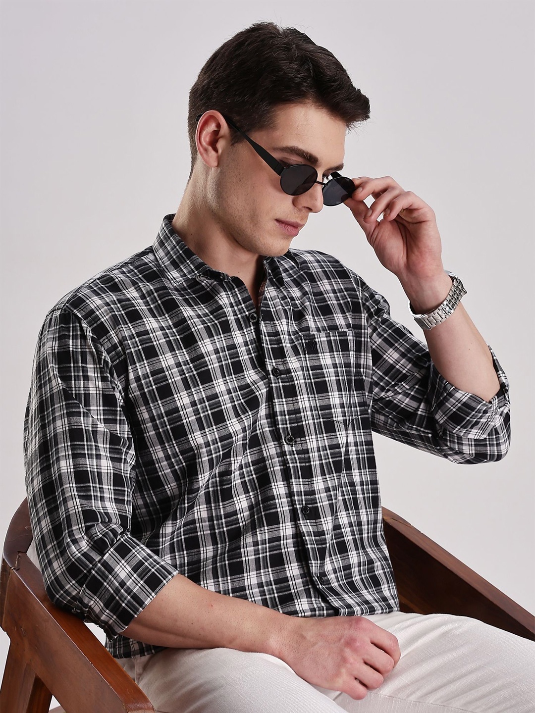 

BS BLUE SQUAD Men Slim Fit Opaque Checked Casual Shirt, Multi