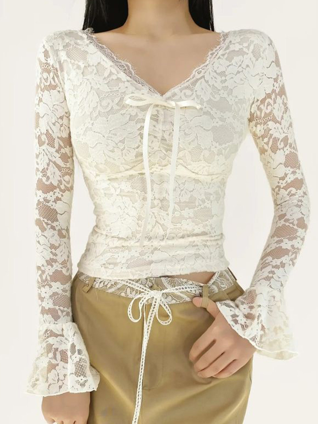 

LULU & SKY Bell Sleeve Cotton Top, White