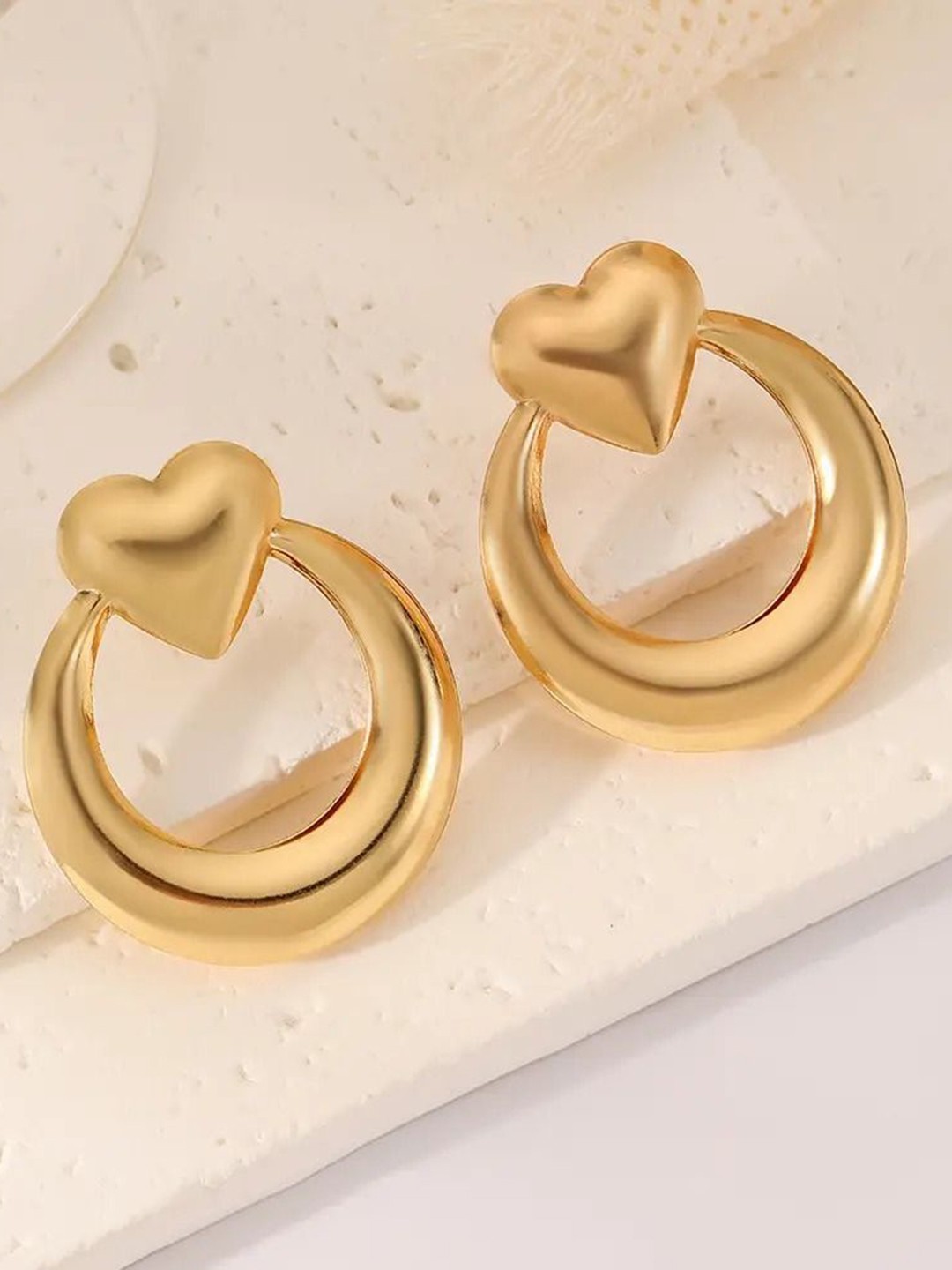 

DressBerry Heart Shaped Hoop Earrings, Gold